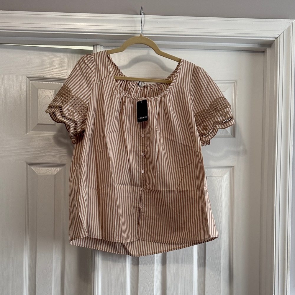 Belle Isle Striped Button-Up Blouse, Sz 1